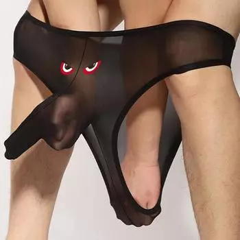 Varsbaby мужские черные полупрозрачные сексуальные тонкие трусы с набивным рисунком S