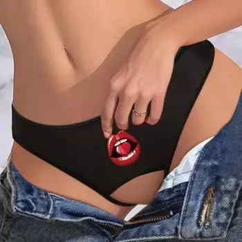 Varsbaby Женские сексуальные и эротичные трусики-стринги с открытым вырезом и принтом в виде рта S