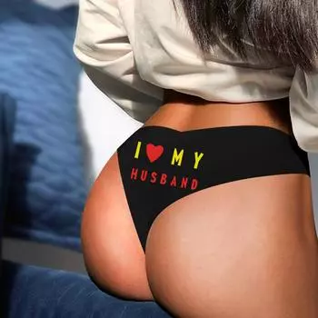 Varsbaby Women s Soft Sexy Seamless Briefs I Love My Husband Printed Pattern Panties S чёрный