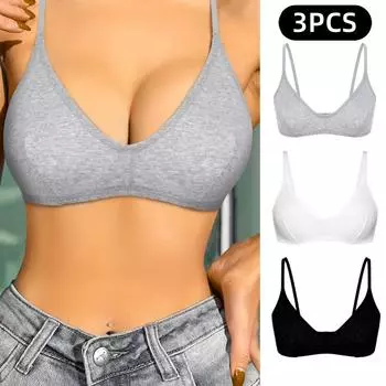 Varsbaby Женское нижнее белье из чистого хлопка для маленькой груди без стального кольца, удобное, упаковка из 3 шт.