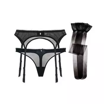 Varsbay Сексуальные прозрачные сетчатые стринги с подвязками, набор из 3 предметов