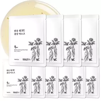 varuza transparent skin red ginseng mask Contains Korean red ginseng extract Highly moisturizing sheet mask that brightens and brightens the skin