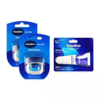 Vaseline Lip Therapy Original 7 г x 2 + Vaseline Intensive Care Lip Essence Advanced 10 мл увлажняющий бальзам для губ, удерживающий влагу, 3 шт.