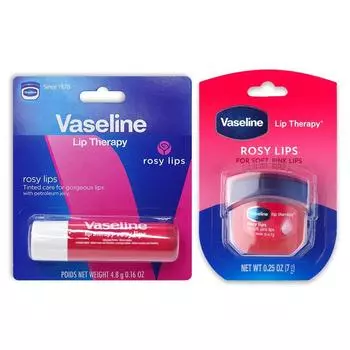 Vaseline Lip Therapy Rosy Lips бальзам для губ в стике + баночка Увлажняющий бальзам для губ, в стике 4,8 г + баночка 7 г, 1 набор