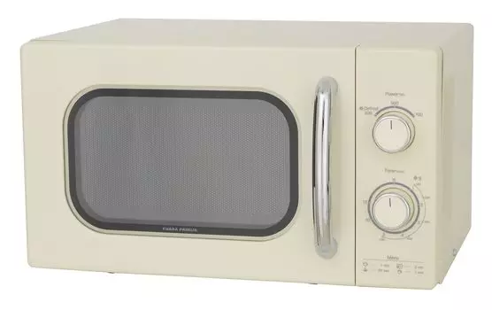 Ваша микроволновая печь Primes Retro, 17 л, одна функция, Восточная Япония, 50 Гц, только поворотный стол, боковое открытие, стильная PRE-702B слоновая кость