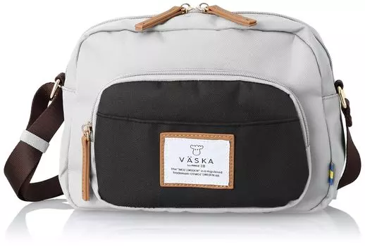 VASKA by Veska Сумка через плечо, маленькая, легкая, карманная, на молнии, горизонтальная, серая [Mozu] женская VM-6173