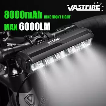 VASTFIRE Велосипедный фонарь передний 6000 люмен велосипедный фонарь 8000 мАч водонепроницаемый фонарик USB зарядка MTB шоссейный велосипедный фонарь аксессуары