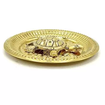 Васту Фэн-шуй латунная черепаха Качуа с металлической пластиной. Изделия ручной работы и декор, подарочные изделия для дома и офиса.