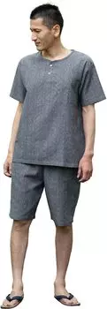 Ватаносато Сделано в Японии Kurume Chijimiori Домашняя одежда Jinbei Samue (М, Ашитаджиме)