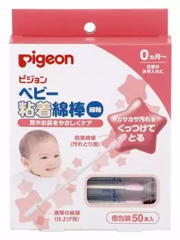 Ватные палочки Pigeon baby, клейкие, стержень 50 шт. x 4 шт. (тонкий тип)