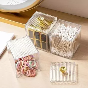 Ватные тампоны, косметический хлопковый ящик для хранения, настольный комод, пылезащитный, прозрачный, для снятия макияжа, хлопковая помада, косметическая коробка белый