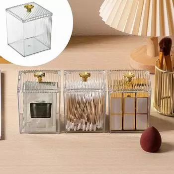 Ватный тампон, хлопковая коробка для хранения макияжа, настольный туалетный столик, пылезащитная прозрачная губная помада, косметическая коробка, акриловая квадратная коробка для хранения