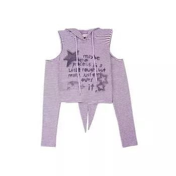 VAYLA Y2k Графические укороченные футболки с кроличьими ушками Женские Харадзюку Каваи Полосатые с открытыми плечами Худи Топы Эстетичные Готические Милые Лолита Футболки S фиолетовый