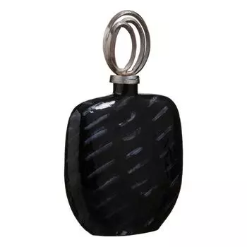 Ваза 28 х 14 х 48 см Стекло Черный Металл Серебристый