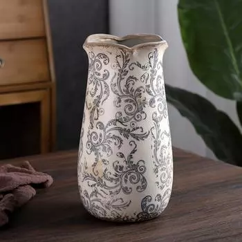 Ваза Чернила Цветная Керамическая Печать Подглазурная Гидропонная Емкость Зеленое Растение Сухоцвет Домашнее Настольное Украшение Ретро Ностальгическое 1 Шт.