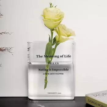 Ваза для цветов, изысканная буквенная печать, креативная многоразовая декоративная прозрачная ваза в форме книги, домашний декор