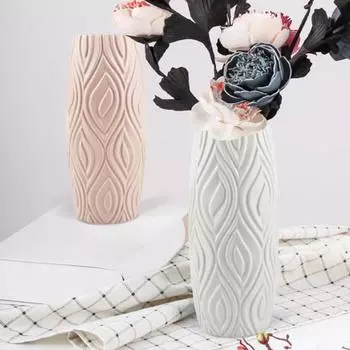 Ваза для цветов Элегантная небьющаяся пластиковая креативная ваза в скандинавском керамическом стиле для обеденного стола белый