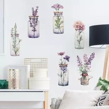 Ваза для цветов, наклейка на стену, водонепроницаемая, самоклеящаяся, из ПВХ, современная гостиная, детская спальня, держатель для цветочных растений, банка, настенное художественное украшение