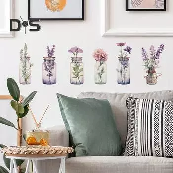 Ваза для цветов, настенная наклейка, водонепроницаемая самоклеящаяся ПВХ, современная гостиная, детская спальня, держатель для цветочных растений, банка, настенное художественное украшение, наклейка фиолетовый