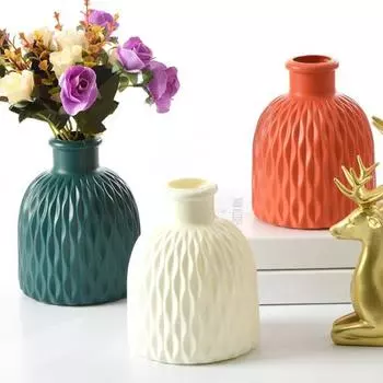 Ваза для цветов Небьющаяся Европейская Стиль Сплошной Цвет Современное Круглое Открытие Настольное Украшение Пластиковая Ваза Для Растений Товары Для Дома Подарок На Новоселье