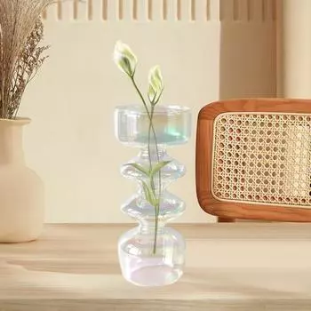 Ваза для цветов Стильная простота Водосберегающий прозрачный подсвечник Декоративная цветочная композиция Красочный стеклянный цветочный горшок Хозяйственные товары E