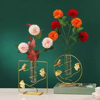 Ваза для цветов в скандинавском стиле, железная художественная геометрическая цветочная композиция, декоративный держатель для растений, настольное украшение, украшение для дома Round