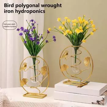Ваза для цветов в скандинавском стиле, железная художественная геометрическая цветочная композиция, декоративный держатель для растений, настольное украшение, украшение для дома Round