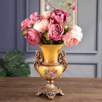 Ваза для цветов в стиле ретро Цветочная/цветочная композиция Подарочное искусство с ручкой Подставка из смолы для рабочего стола