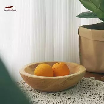 Ваза для фруктов и закусок из цельного дерева, вырезанная вручную - тарелка в скандинавском пасторальном стиле Diameter 18CM