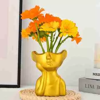 Ваза для лица - ваза из смолы - для цветов, милые вазы для женщин, современные вазы для офиса, обеденного стола, вазы для украшения дома