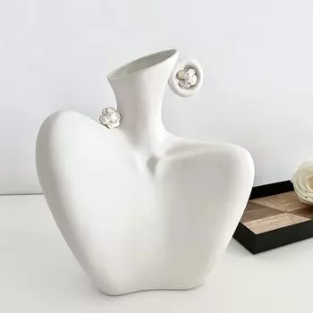 Ваза для тела Белая керамическая ваза в минималистском стиле, уникальная статуя-бюст, современная абстрактная ваза для цветов для домашнего декора, центральные предметы, украшение стола