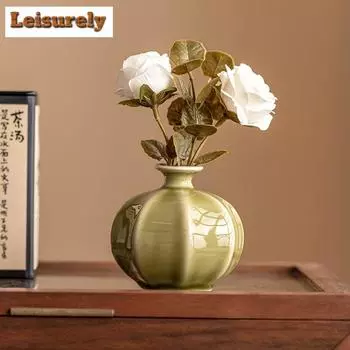 Ваза-фонарь печи Яочжоу Древний кашпо Украшения для дома Чайная пыль Зеленый горшок для растений Домашний цветочный горшок Чайный сервиз Товары для рукоделия