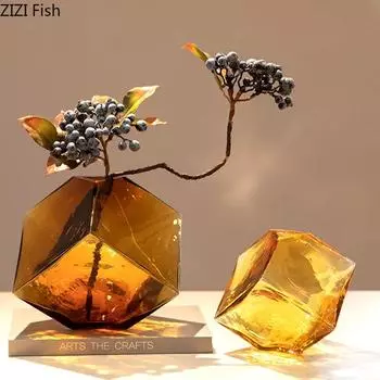 Ваза из цветного стекла в блоках Креативная гидропонная ваза, украшение Креативное украшение рабочего стола Ваза для сухих цветов Искусство цветочной композиции
