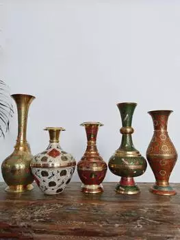 Ваза из окрашенной латуни неправильной формы, настольная лампа, роскошная, высокого класса, ретро-цветочная композиция, украшение для гостиной, кабинета, входа