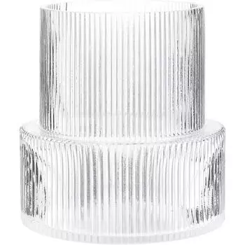 Ваза из прозрачного стекла, ребристая ваза, рифленая стеклянная ваза, ваза для цветов, современная ваза для украшения интерьера, декоративная ваза серый