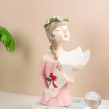 Ваза из смолы, фигурка девушки, держатель для цветов, настольный вазон, современная шикарная декоративная статуэтка, украшения для стола