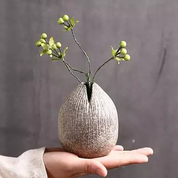 Ваза из терракоты в японском стиле, имитация камня, абстрактная цветочная композиция, столешница, винтажный орнамент, ваза для цветов в гостиной