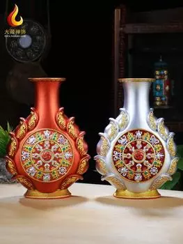 Ваза Керамическая глазурь Печь Градиентная смола Ручная роспись Цвет Большая емкость Подходит для гостиной Настольное украшение Ретро Этнический стиль