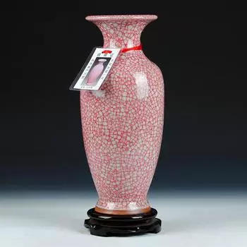 Ваза керамическая вращающаяся основа трещина глазурь ледяные чешуйки антикварный китайский стиль подходит для кабинета офиса гостиной богу рамка орнамент