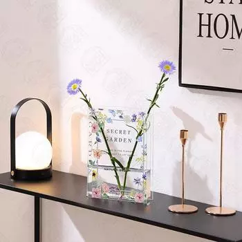 Ваза-книга для гостиной - Акриловая ваза для водных растений - Прозрачная ваза для домашнего декора - Подоконник, настольный декор для дома Новинка