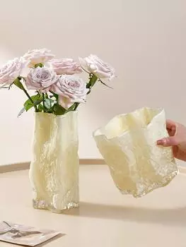 Ваза LightLuxury Creative Прозрачное стекло Simple Неправильная форма Цветочная композиция Гостиная Обеденный стол CreativeDecoration