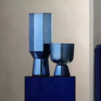 Ваза на столешницу из гальванического стекла с синим светом, роскошная, высокого класса, для гостиной, композиция из сухих цветов, украшение для дома