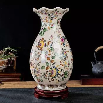 Ваза настольные украшения расписная керамика антикварная трещина бытовая подходит для гостиной кабинета спальни украшения дома ремесла