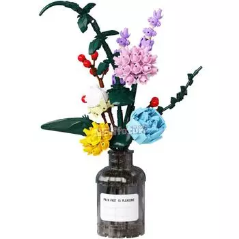 Ваза Роза Композиция Цветок Романтичный Дом на дереве Сборка Строительные блоки Классическая модель Кирпичи Наборы Детский