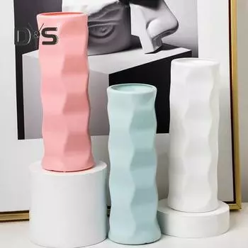 Ваза с керамическим видом с закругленными краями Дизайн волны Уникальная небьющаяся ваза с керамическим видом белый