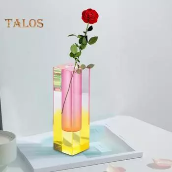 Ваза со столбом, композиция в европейском стиле, романтическая удобная настольная цветочная композиция, ваза для домашнего декора розовый/жёлтый