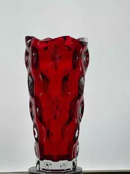 Ваза стеклянная красная прозрачная неправильной формы ручной работы в стиле ретро в китайском стиле, продвинутая настольная, подходит для украшения гостиной, спальни