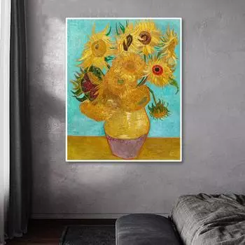 Ваза Ван Гога с двенадцатью подсолнухами, постер, художественная печать на холсте, украшение для дома, безрамные картины 21cm30cm NoFrame