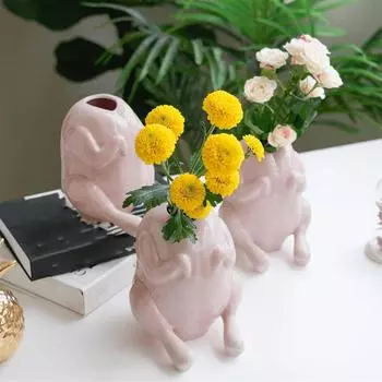 Ваза в виде индейки, курица без перьев и с ножками, самонесущая, 6,3 дюйма, смола One Size белый