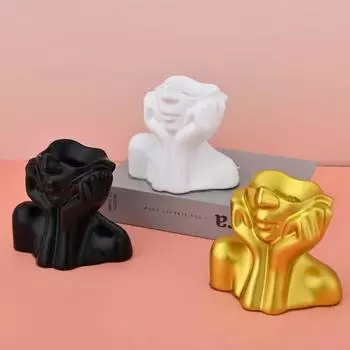 Ваза в виде лица, многоцветная керамическая ваза, милая ваза в виде головы, ваза из смолы, женственная современная ваза, подходит для офиса, спальни